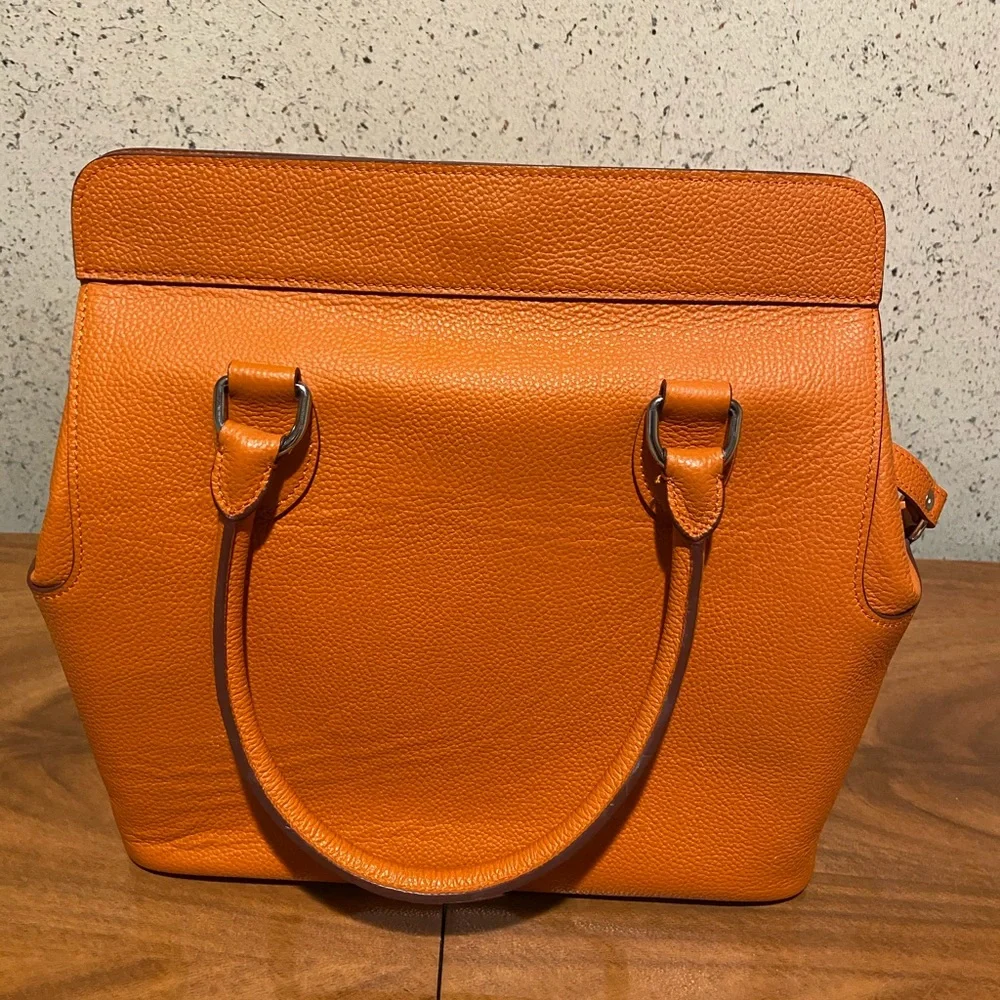 Orange Leather Tote Bag - Picture 5 of 9